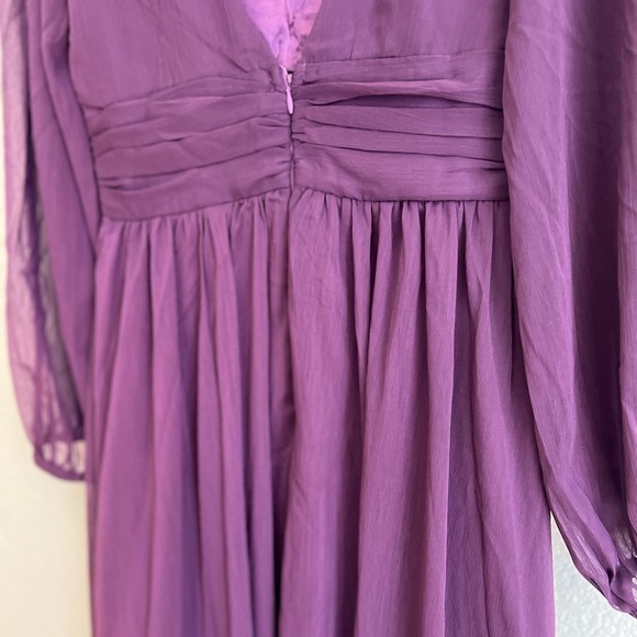 NWOT Enchant My Love Dark Purple V-Neck Long Sleeve Maxi Dress - Picture 6 of 8